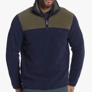 Brooks Brothers Men's Green and Blue Color Block Quarter Zip Fleece - M